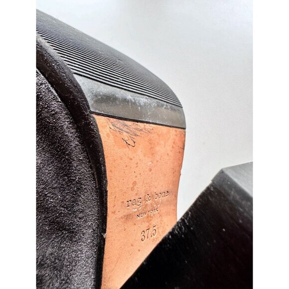 RAG & BONE Newbury Black Suede Leather Block Heel Ankle Boots, Size 37.5 - Picture 15 of 16